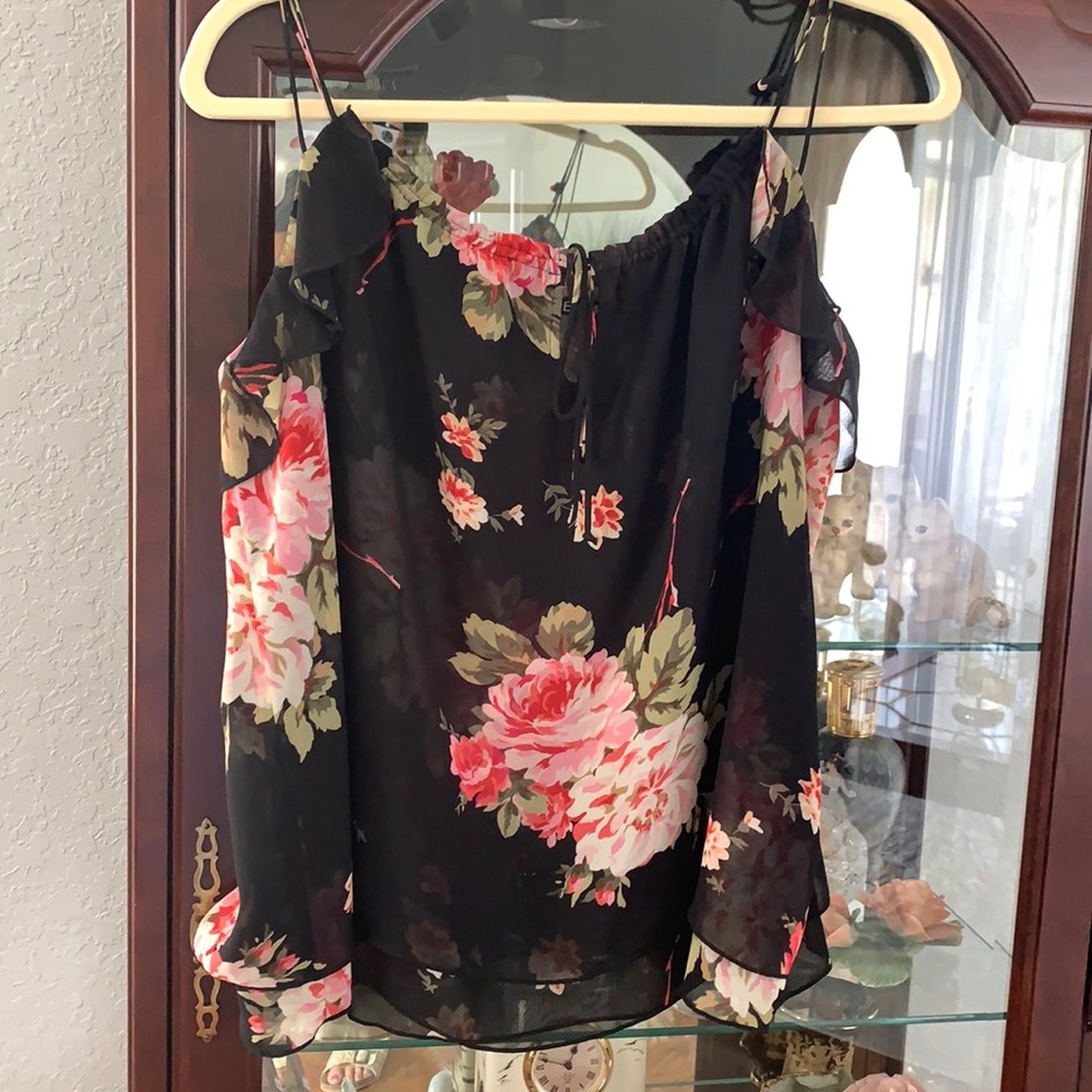 Women’s Express Floral Ruffle Detail Tank Top Sz L
